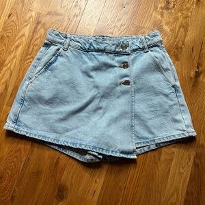 Zara Light Blue Denim front wrap skort